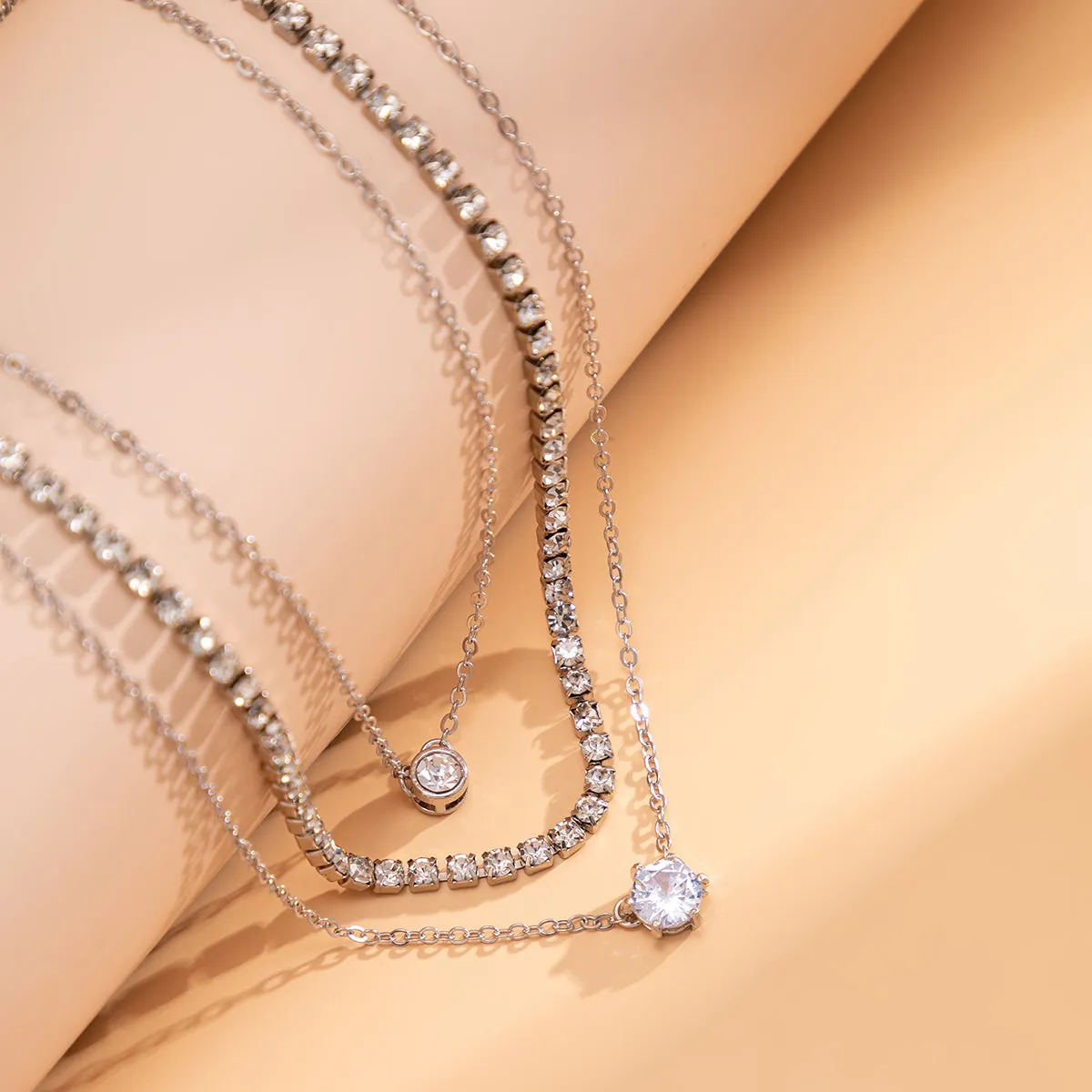 Cubic Zirconia & Silver-Plated Pendant Necklace Set