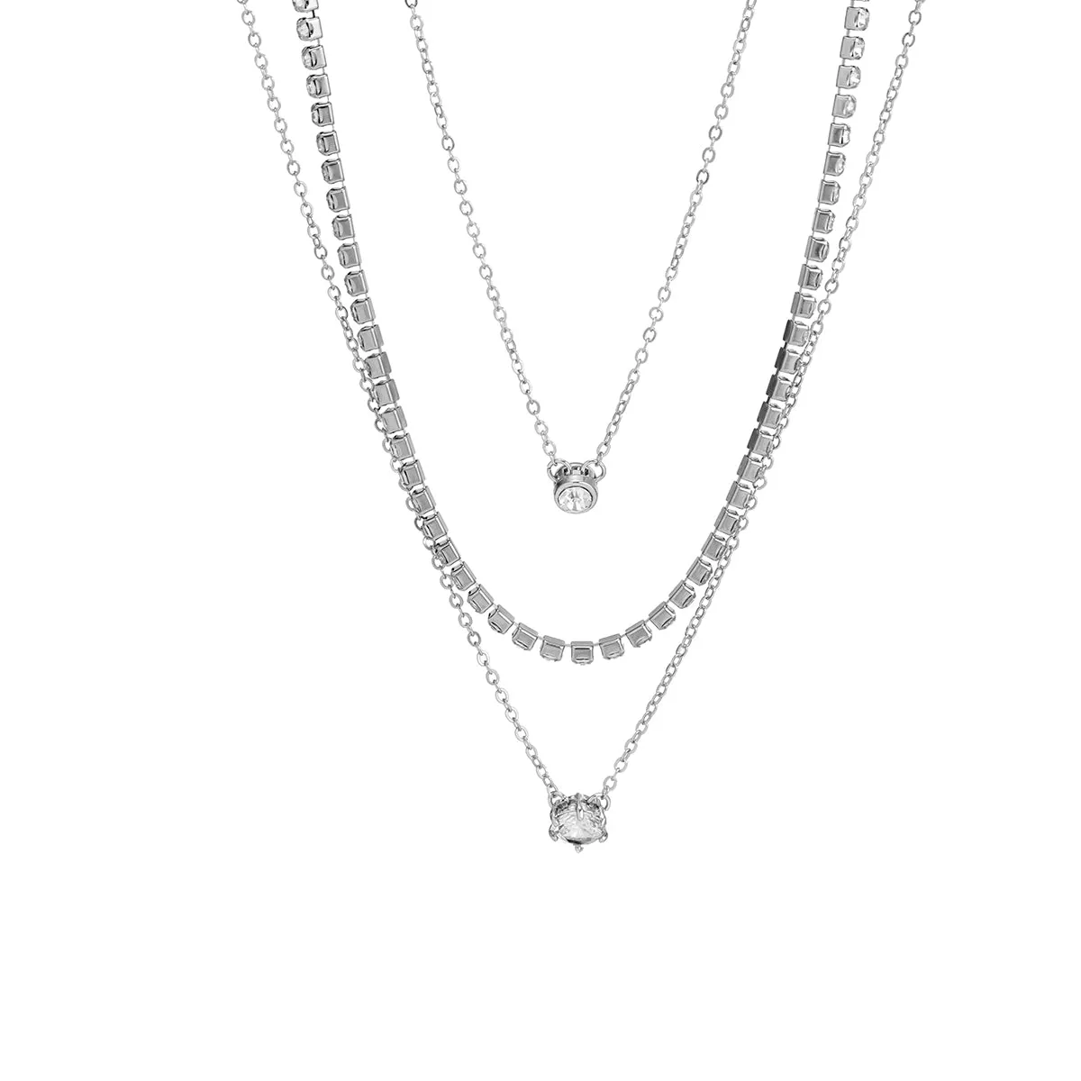 Cubic Zirconia & Silver-Plated Pendant Necklace Set