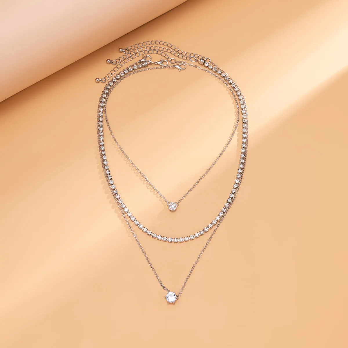 Cubic Zirconia & Silver-Plated Pendant Necklace Set