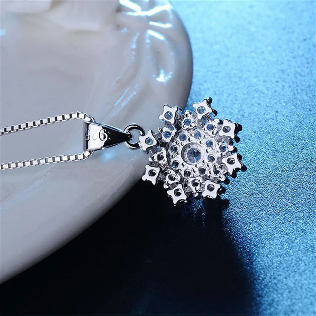 Cubic Zirconia & Silver-Plated Snowflake Pendant Necklace