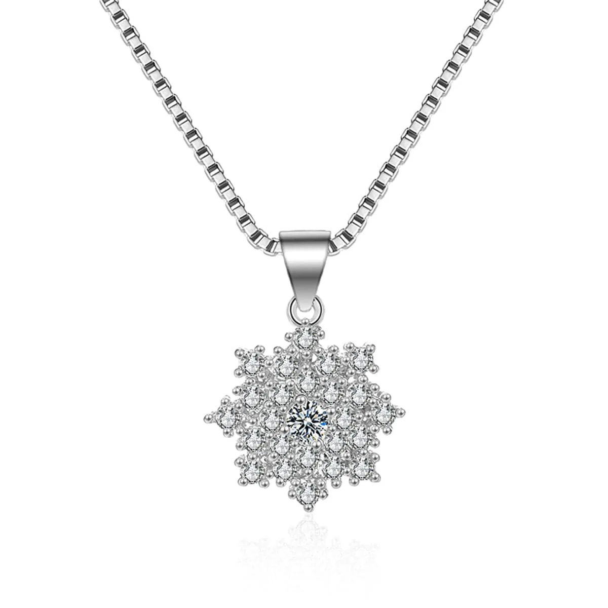Cubic Zirconia & Silver-Plated Snowflake Pendant Necklace