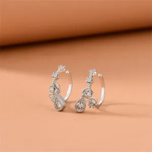 Cubic Zirconia & Silver-Plated Teardrop Dangle Ear Cuffs