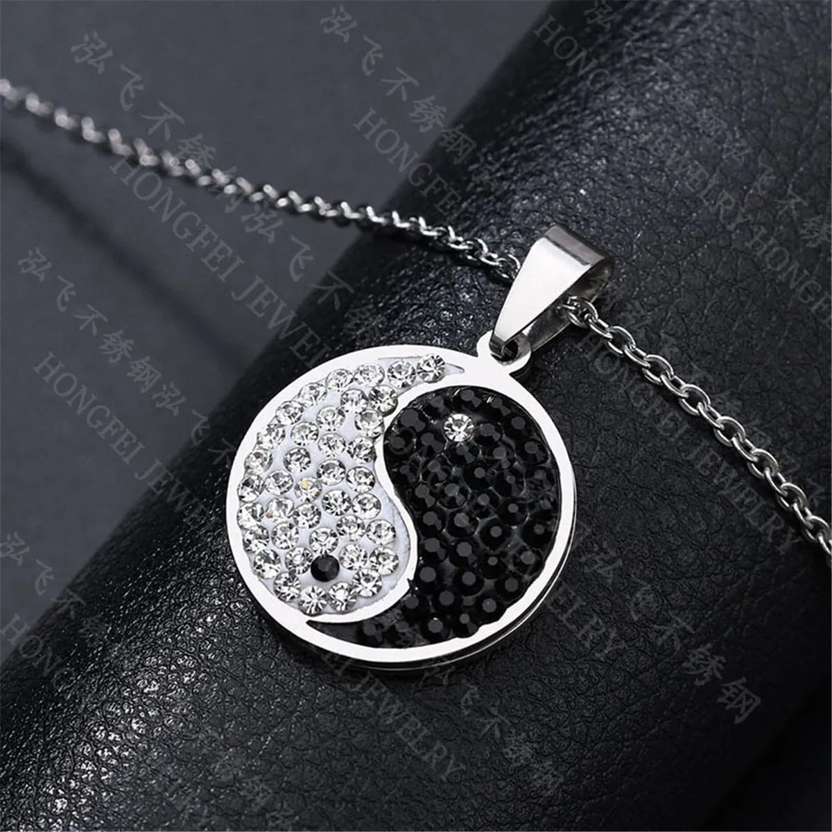 Cubic Zirconia & Silver-Plated Yin & Yang Pendant Necklace