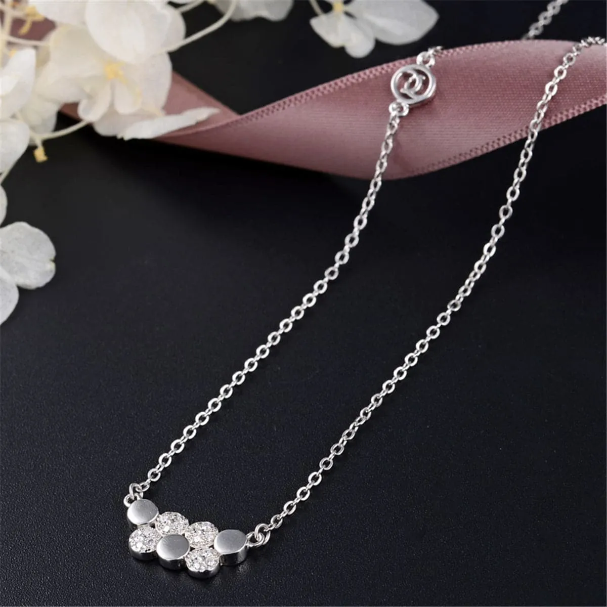 Cubic Zirconia & Sterling Silver Geometric Beehive Pendant Necklace