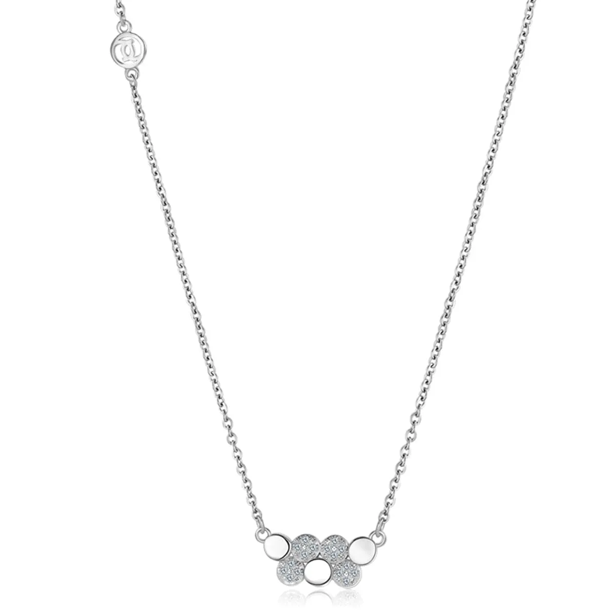 Cubic Zirconia & Sterling Silver Geometric Beehive Pendant Necklace