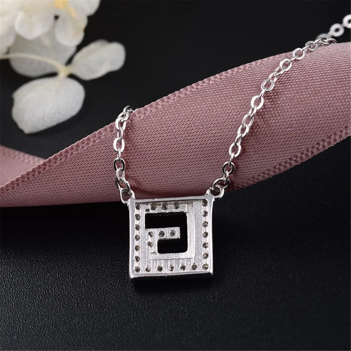 Cubic Zirconia & Sterling Silver Maze Pendant Necklace