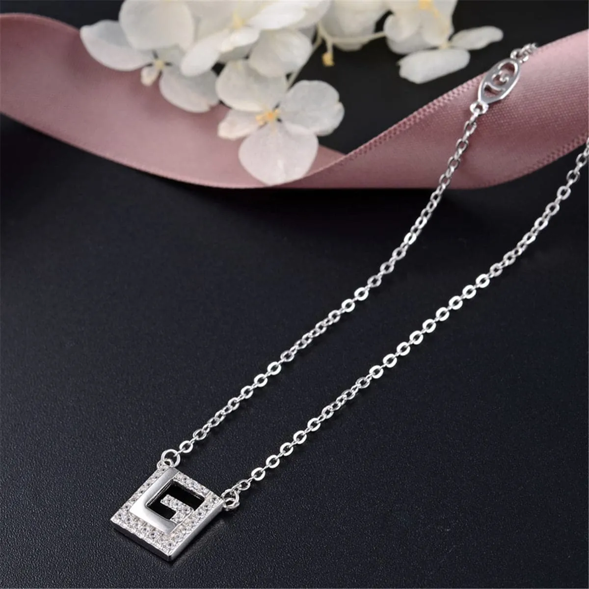 Cubic Zirconia & Sterling Silver Maze Pendant Necklace