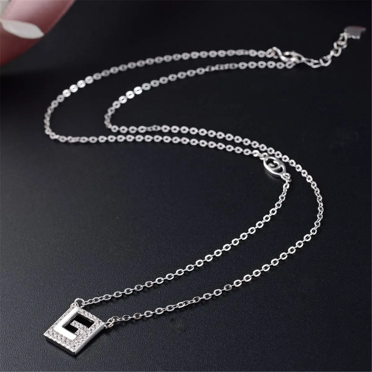 Cubic Zirconia & Sterling Silver Maze Pendant Necklace