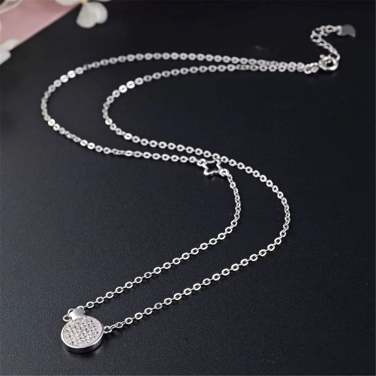 Cubic Zirconia & Sterling Silver Plate Pendant Necklace