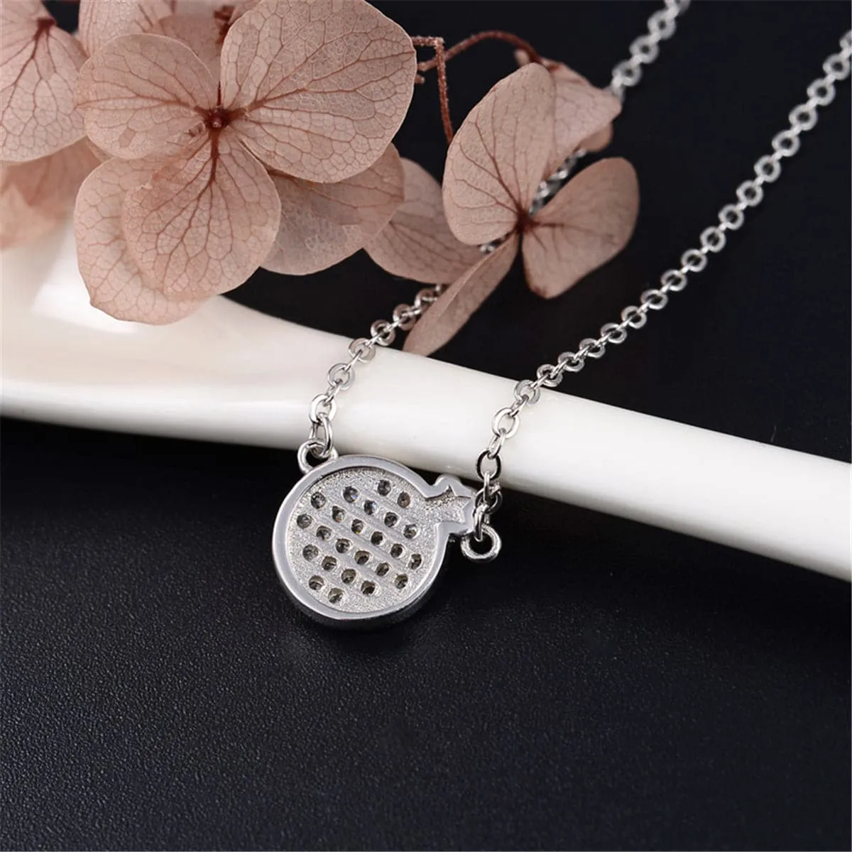 Cubic Zirconia & Sterling Silver Plate Pendant Necklace