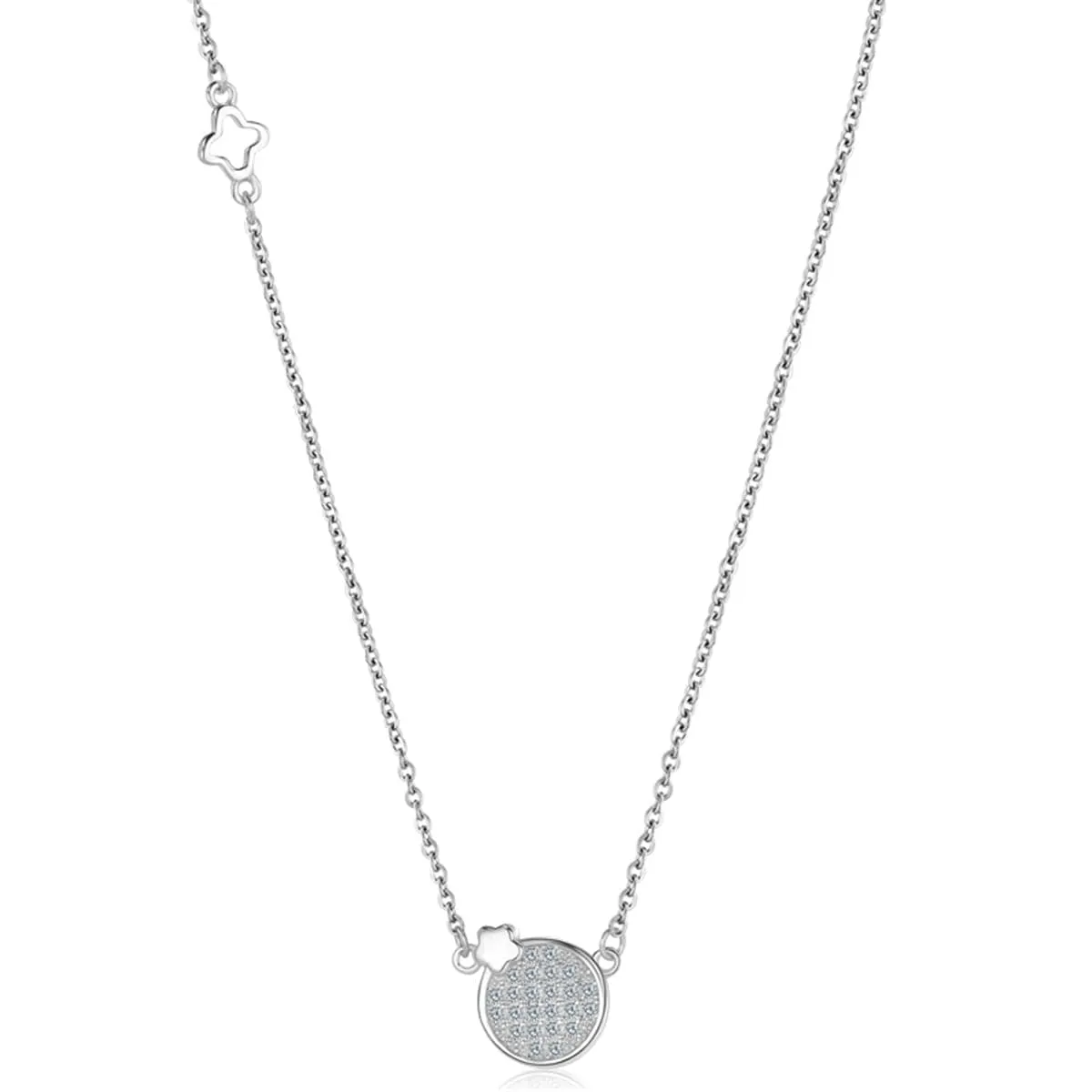 Cubic Zirconia & Sterling Silver Plate Pendant Necklace