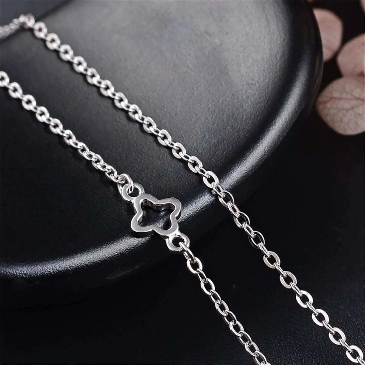 Cubic Zirconia & Sterling Silver Plate Pendant Necklace