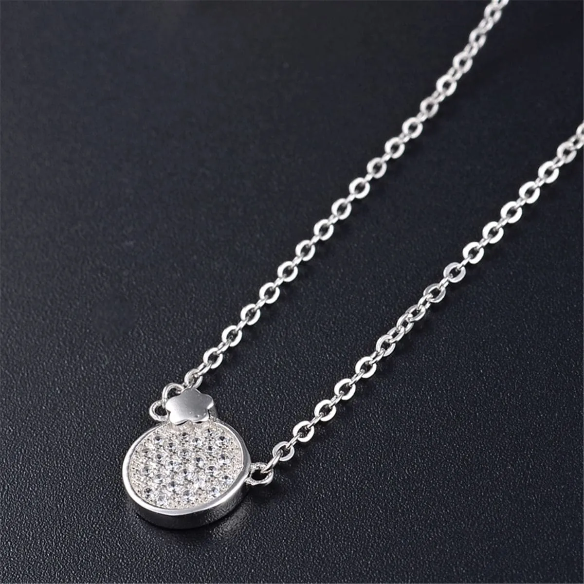 Cubic Zirconia & Sterling Silver Plate Pendant Necklace