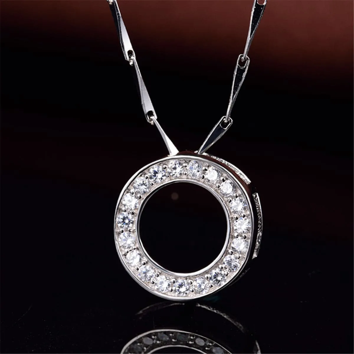 Cubic Zirconia & Sterling Silver Ring Pendant Necklace