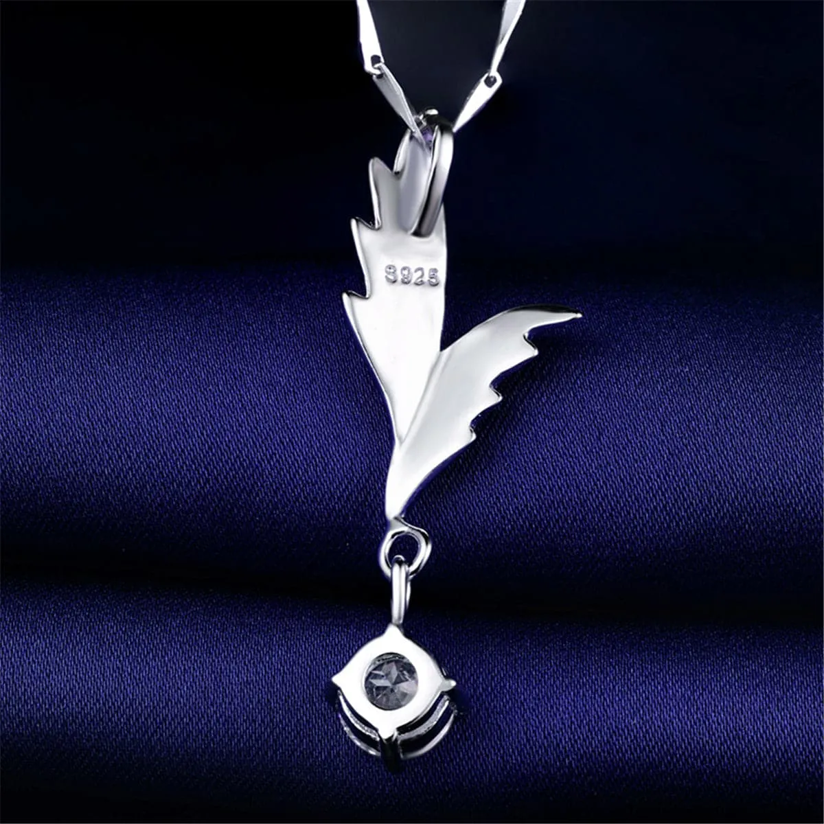 Cubic Zirconia & Sterling Silver Wing Pendant Necklace