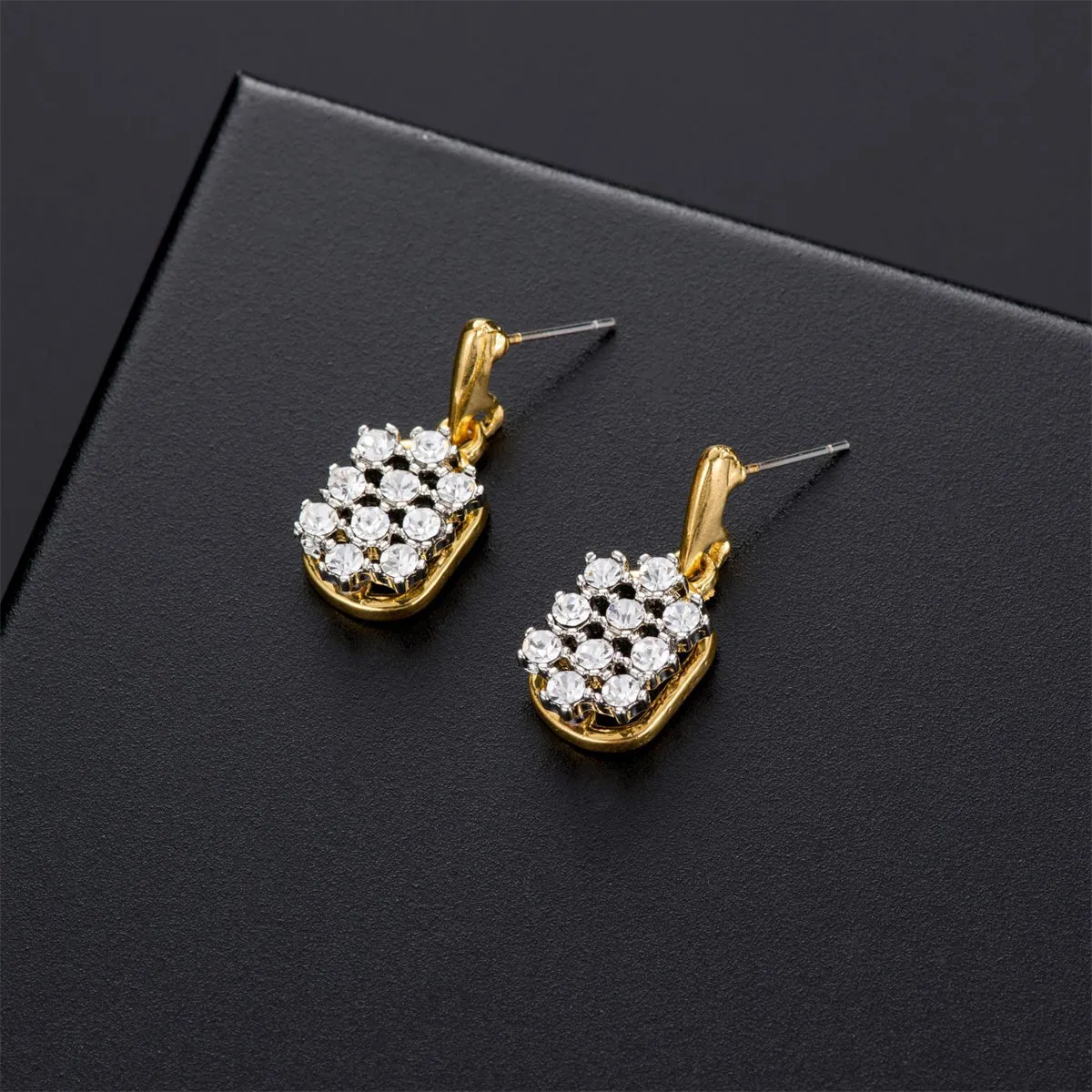 Cubic Zirconia & Two-Tone Oval Drop Earring & Pendant Necklace