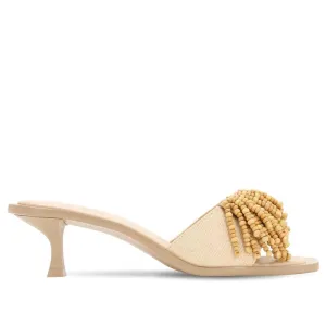 Cult Gaia Women's Raffia Beaded Fringe Uma Heels