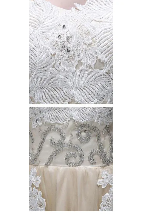 Cute Sweetheart Above Knee Sleeveless Appliques Beading Short Tulle Homecoming Party Dress OHM102