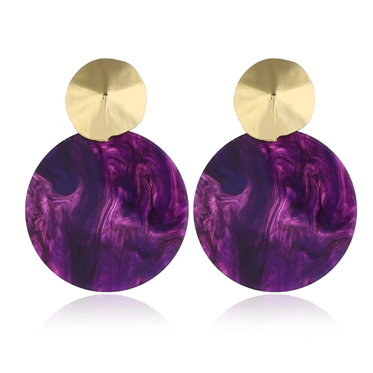 Dark Purple Acrylic & 18K Gold-Plated Round Drop Earrings