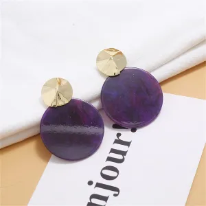Dark Purple Acrylic & 18K Gold-Plated Round Drop Earrings