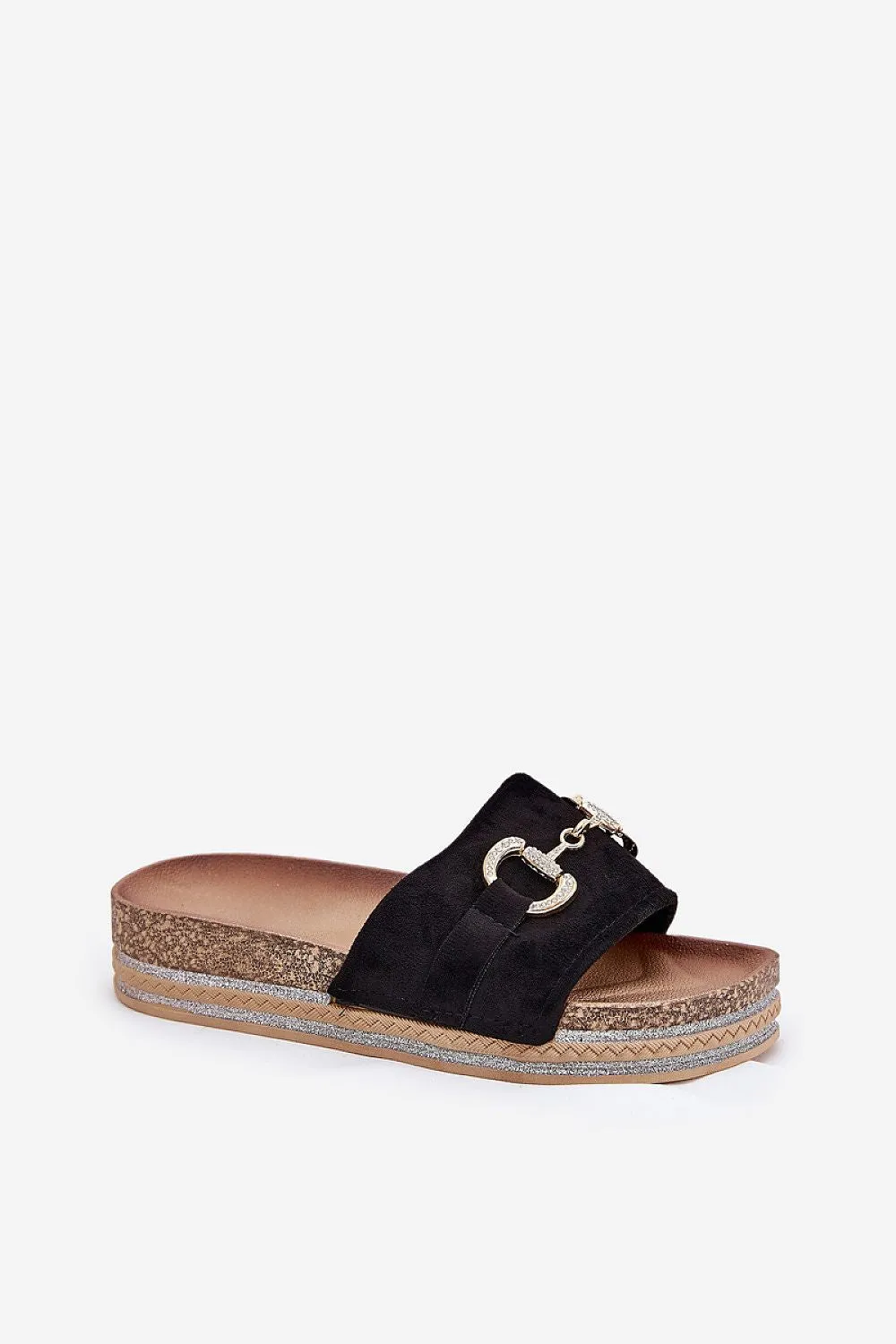 Decorative gold eco suede slippers