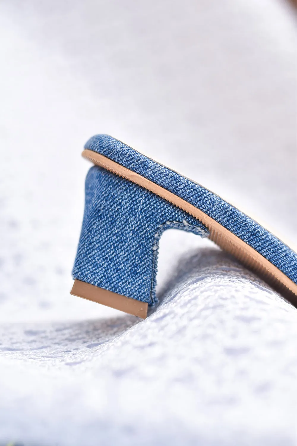 Denim Embroidered Blue & White Heels