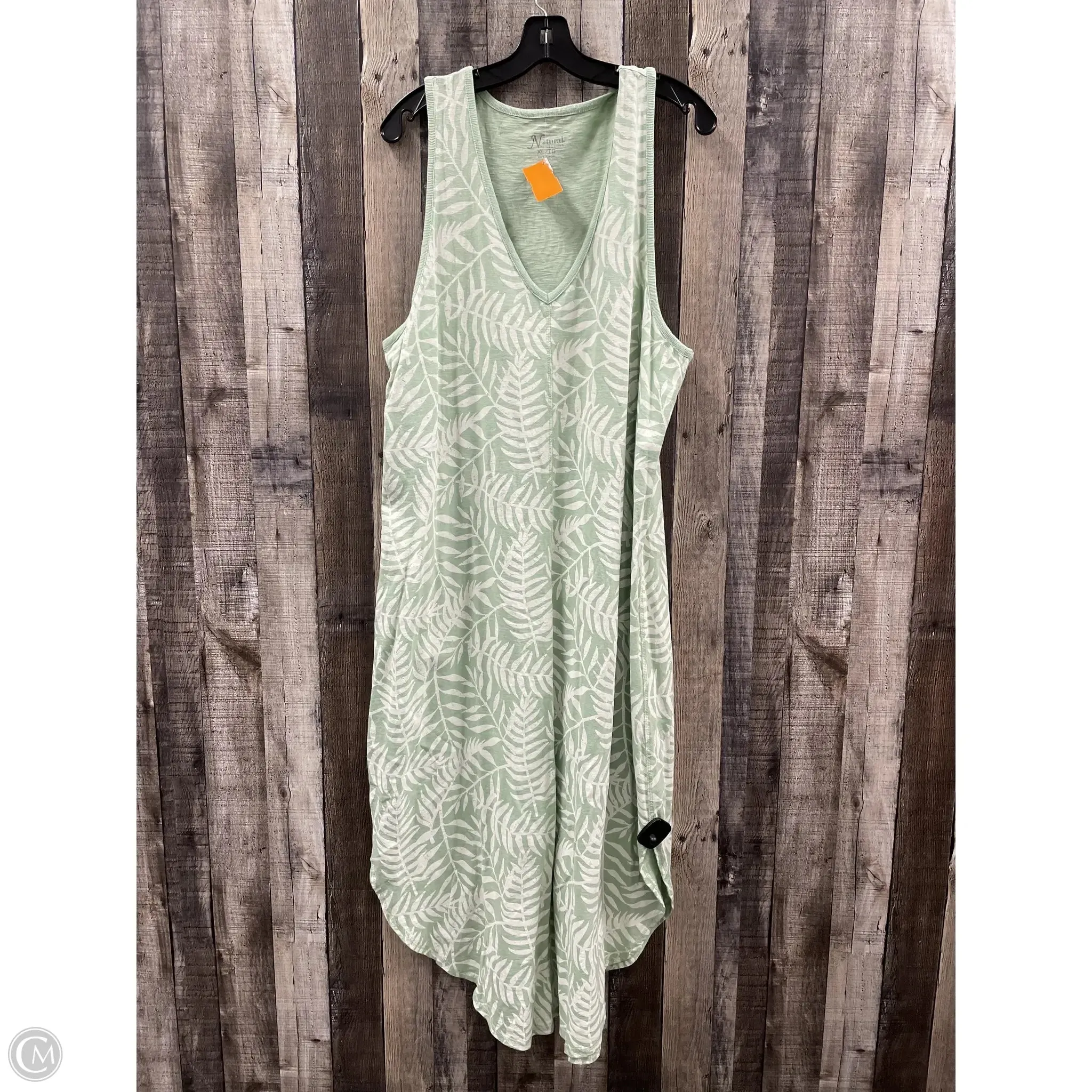 Dress Casual Maxi By Natural Reflections In Green & White, Size: Xl