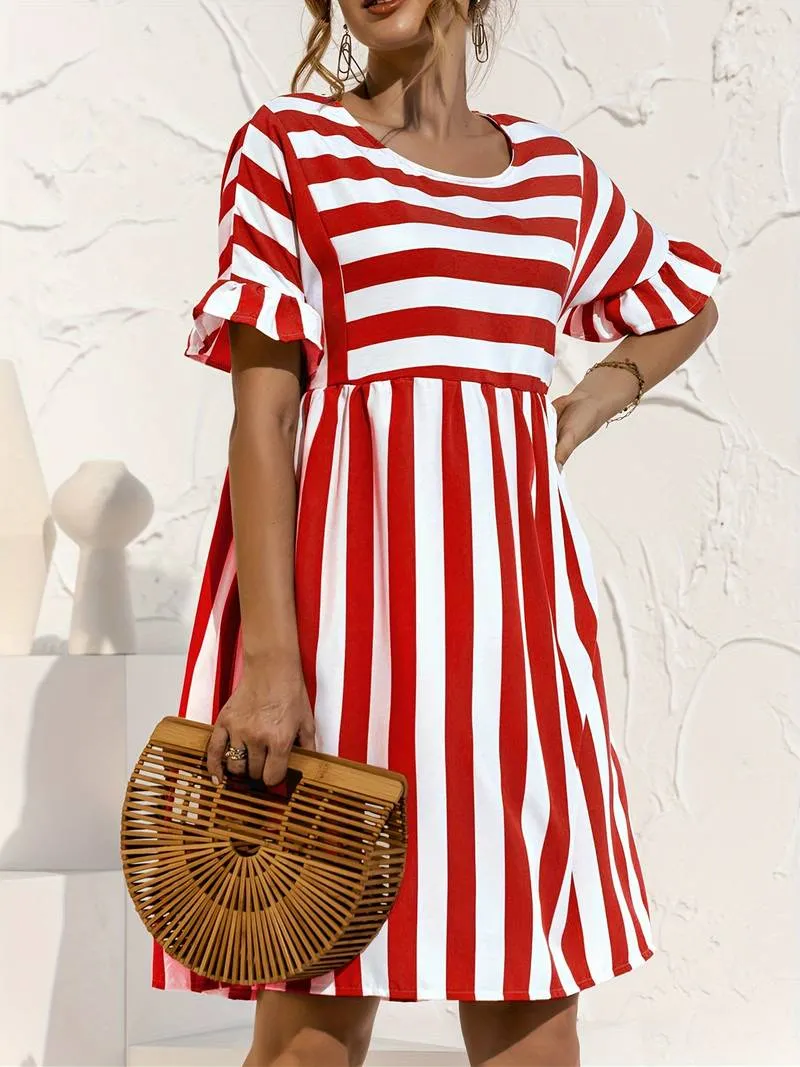 Dress Stripe™ | Women's Striped Short Dress | Lightweight Fabric, Casual Fit & Stylish Design