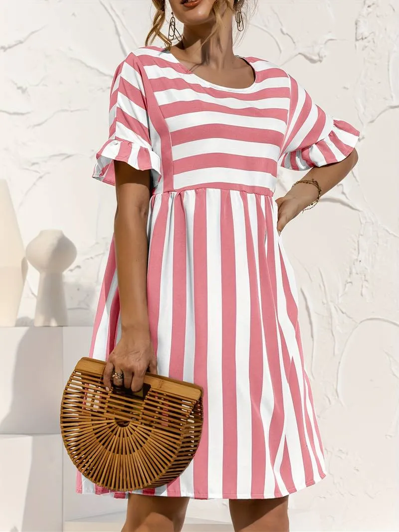 Dress Stripe™ | Women's Striped Short Dress | Lightweight Fabric, Casual Fit & Stylish Design
