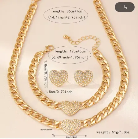 DS028-XL7327B - Crystal Pave Heart w/ Thick Chain Bracelet