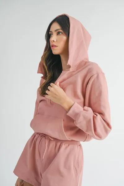 Dusty Mauve French Terry Hooded Romper