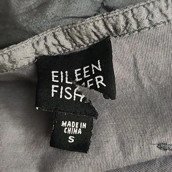 Eileen Fisher women's silver gray ruched long sleeve silk jacket Size Small