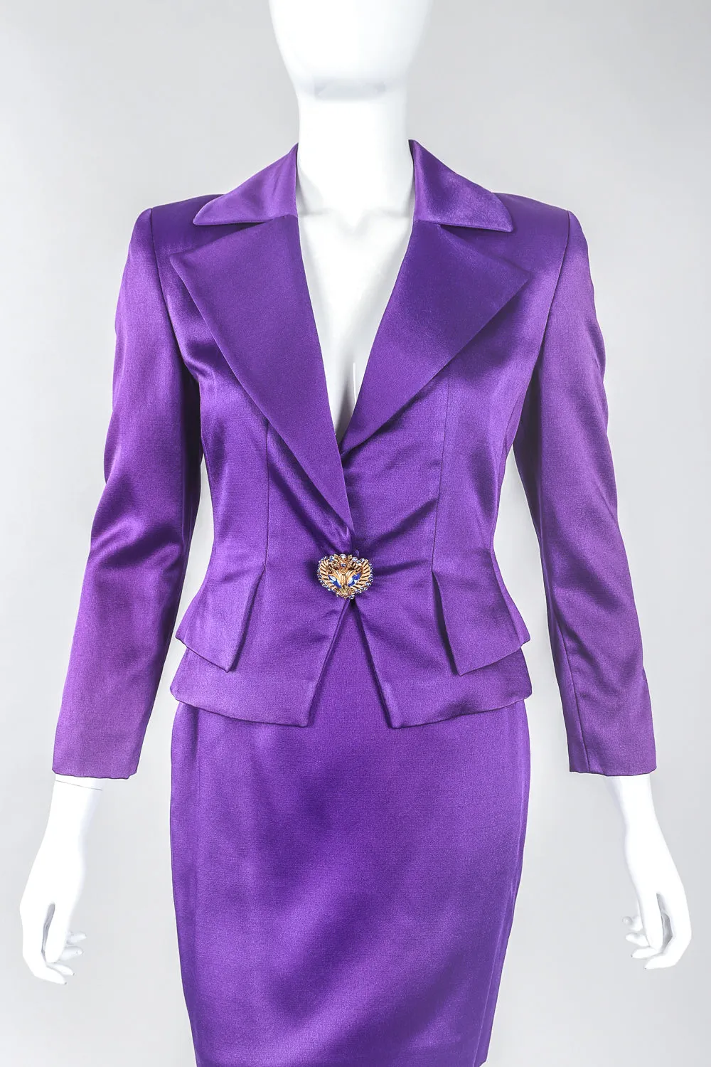 Electric Satin Jacket & Skirt Power Suit