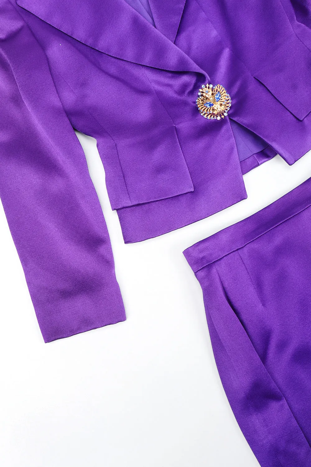 Electric Satin Jacket & Skirt Power Suit