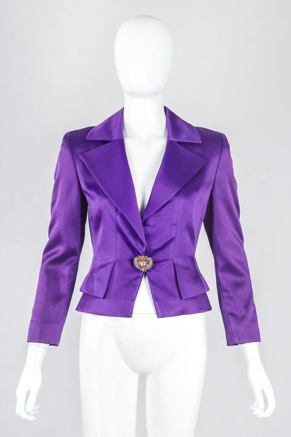 Electric Satin Jacket & Skirt Power Suit
