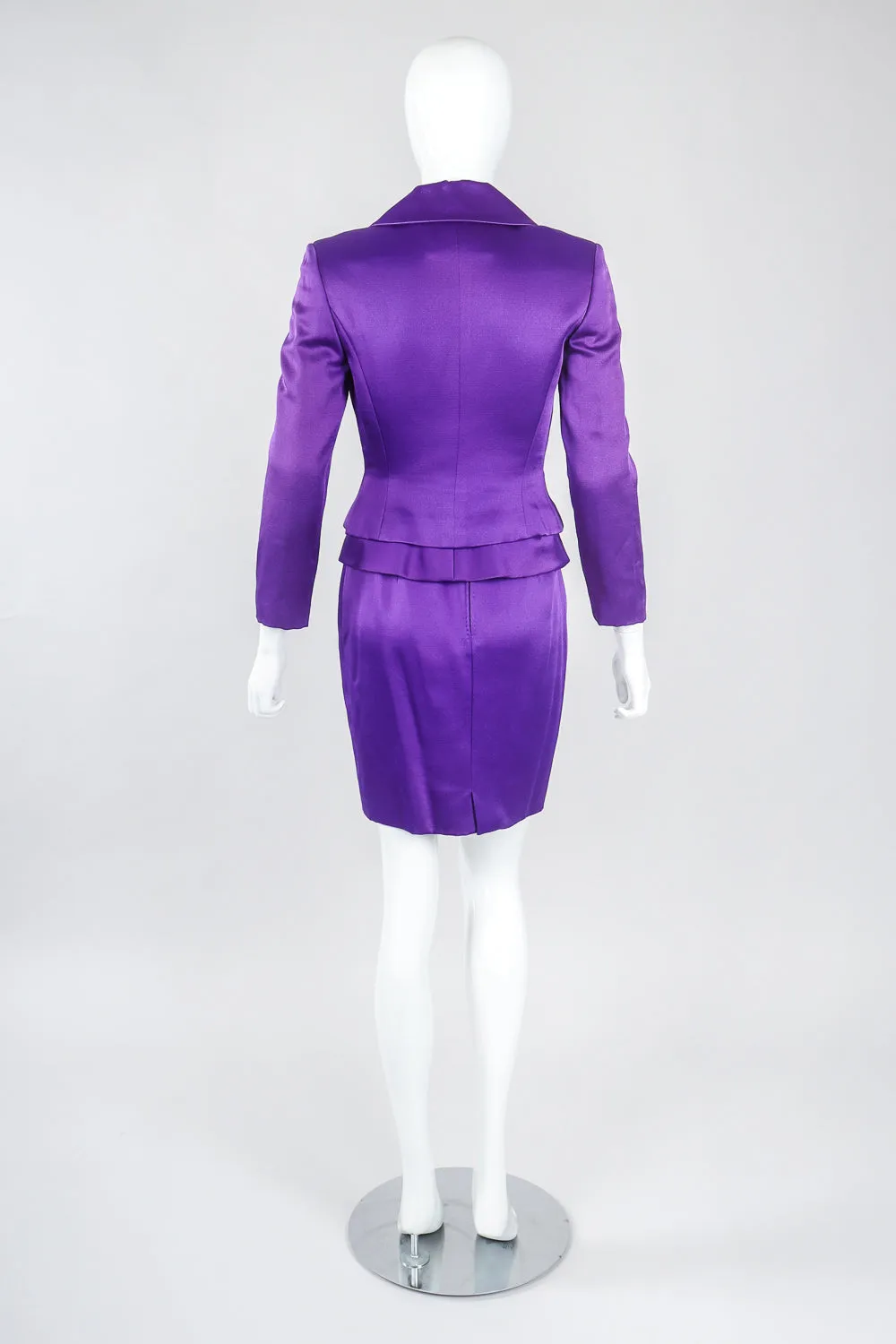 Electric Satin Jacket & Skirt Power Suit