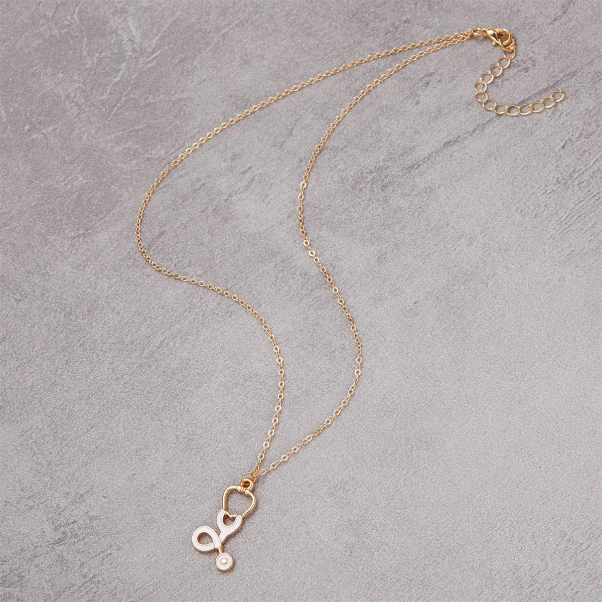 Enamel & 18K Gold-Plated Stethoscope Pendant Necklace