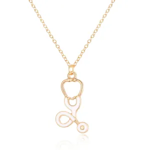 Enamel & 18K Gold-Plated Stethoscope Pendant Necklace