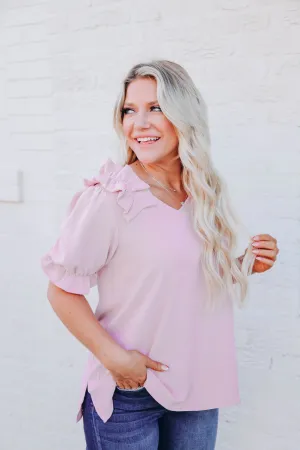 Essie Puff Sleeve Blouse - Light Pink S-3X