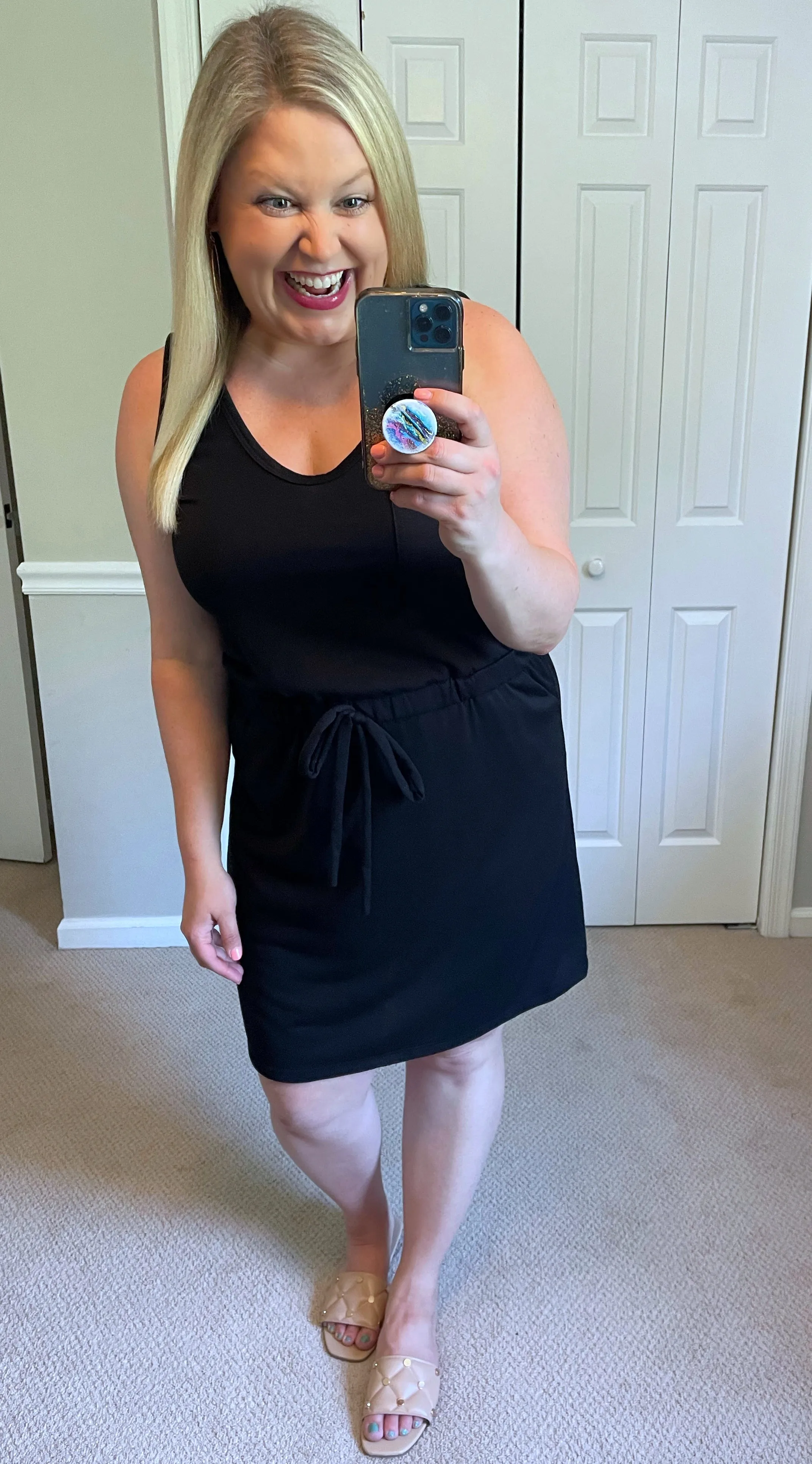 Everyday French Terry Tank Dress in Black