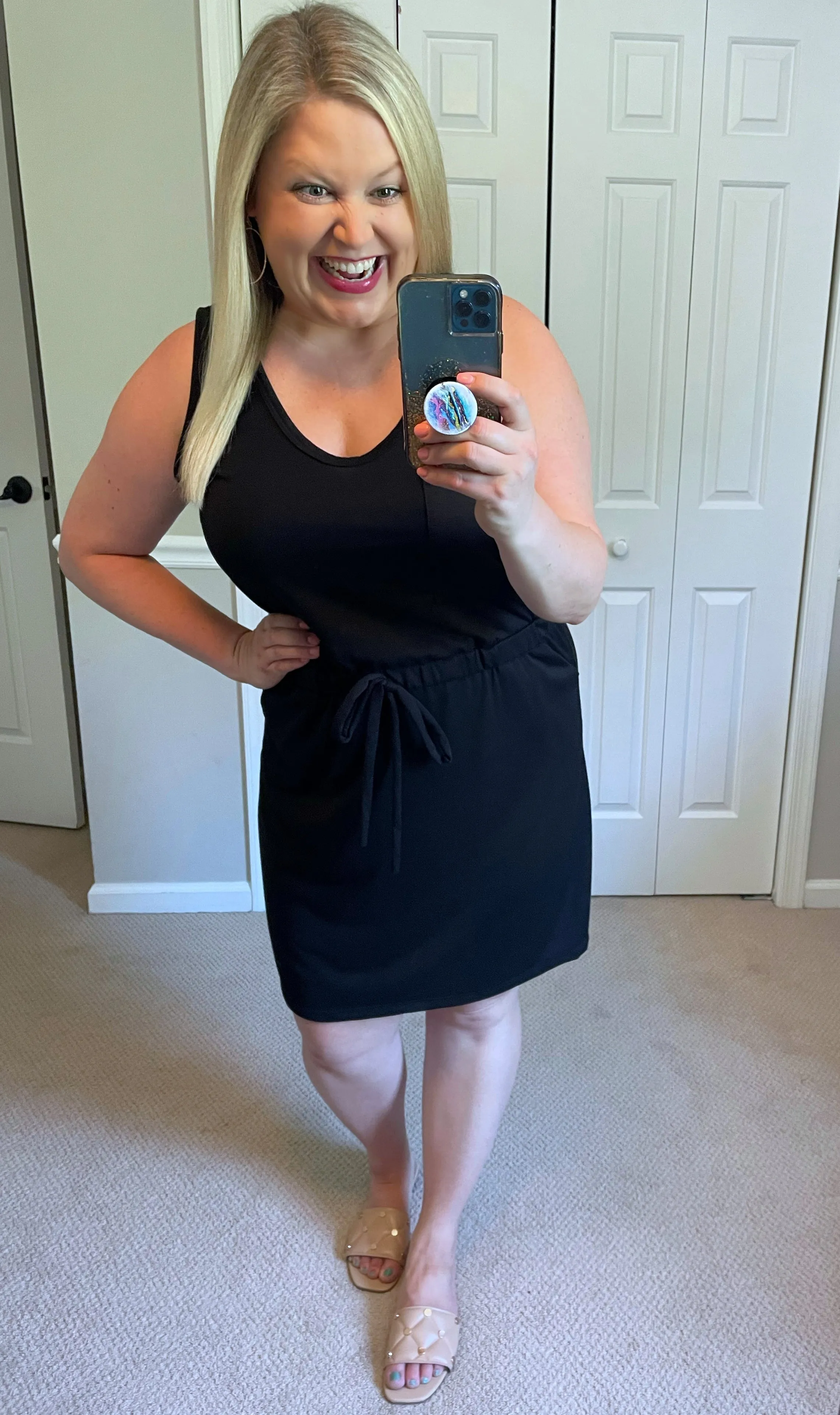 Everyday French Terry Tank Dress in Black