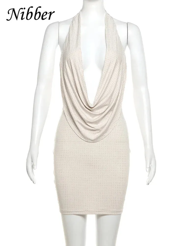 Fashion Vibe™ | Women's Mini Dress | Solid Color, Deep V-Neck, Strapless Design for Trendy Streetwear