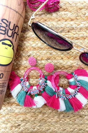 Flock This Way Macrame Earrings in Pink