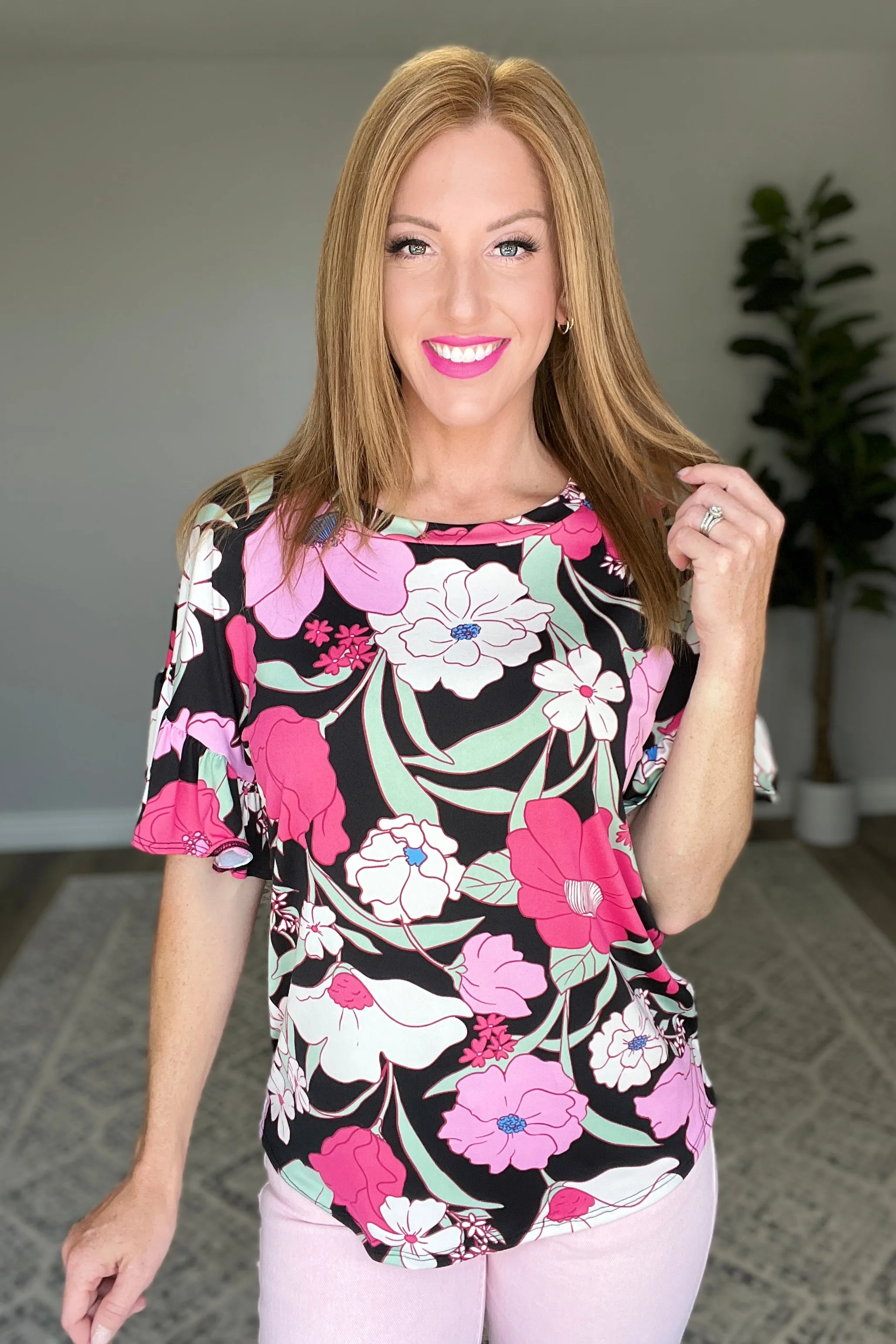 Floral First Ruffle Sleeve Top
