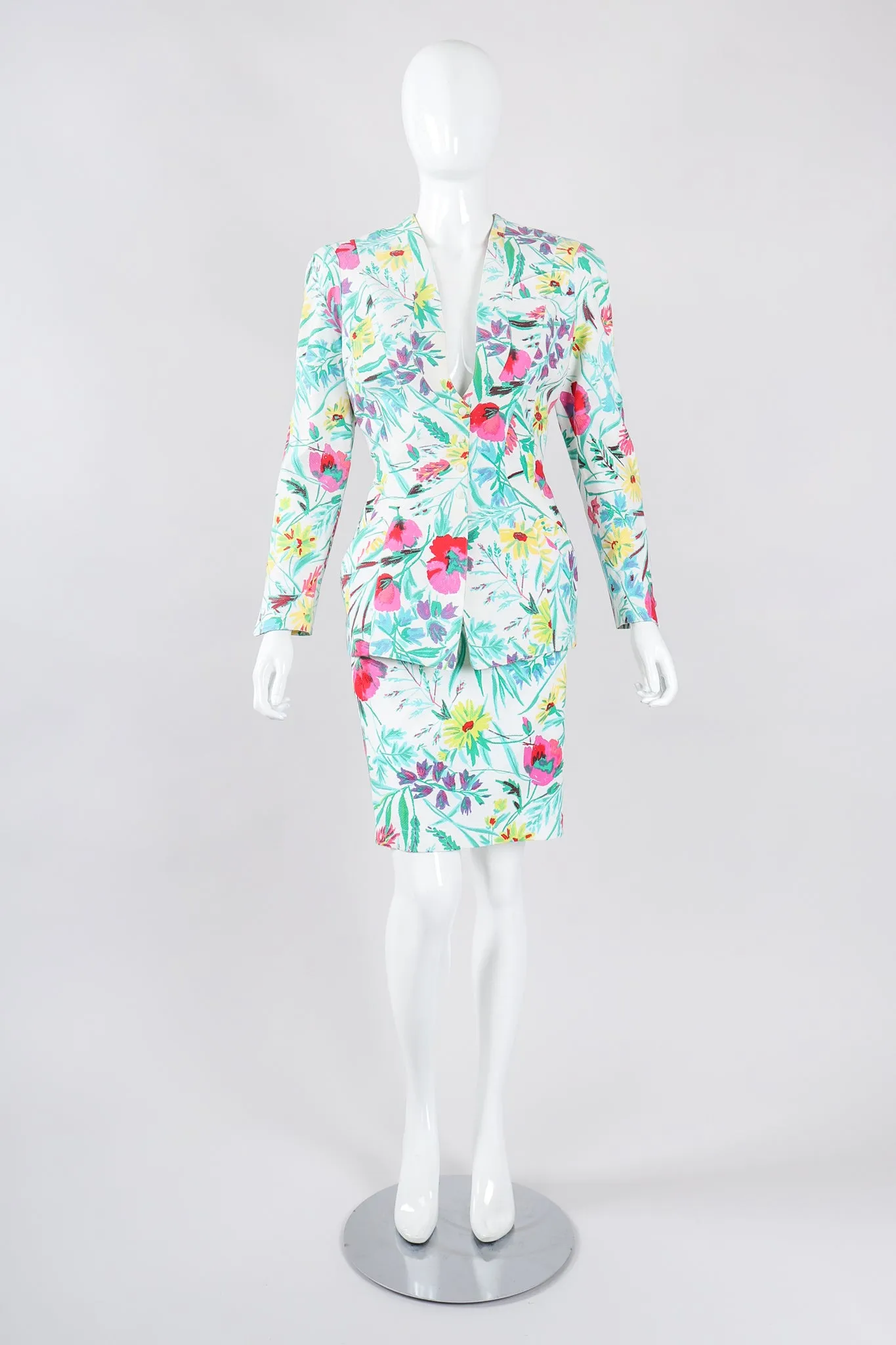 Floral Matelassé Jacket & Skirt Set
