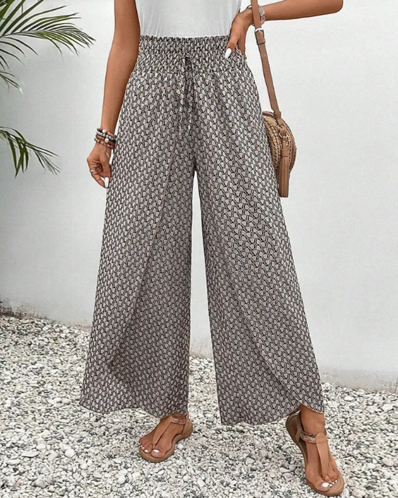 Flowing Aura™ | Women's Wide-Leg Trousers | Lightweight Fabric, Elastic Waist, Casual Comfort
