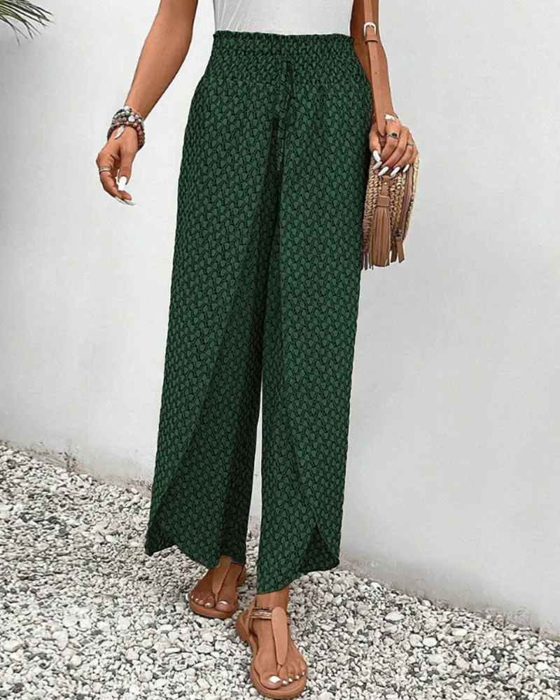 Flowing Aura™ | Women's Wide-Leg Trousers | Lightweight Fabric, Elastic Waist, Casual Comfort