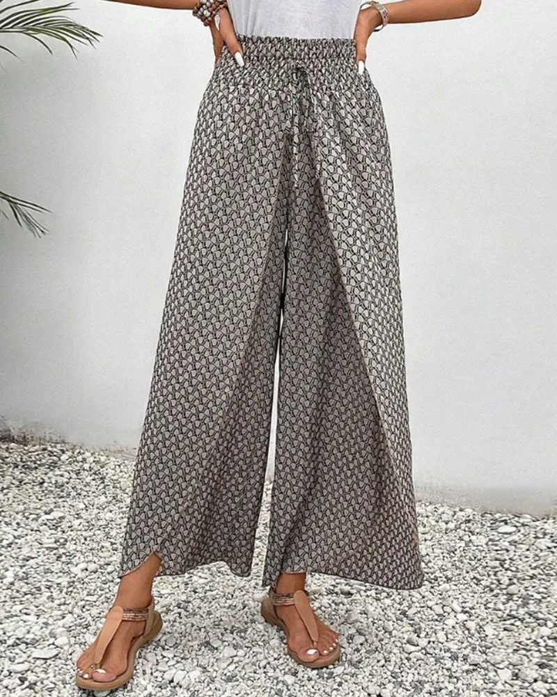 Flowing Aura™ | Women's Wide-Leg Trousers | Lightweight Fabric, Elastic Waist, Casual Comfort
