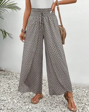 Flowing Aura™ | Women's Wide-Leg Trousers | Lightweight Fabric, Elastic Waist, Casual Comfort