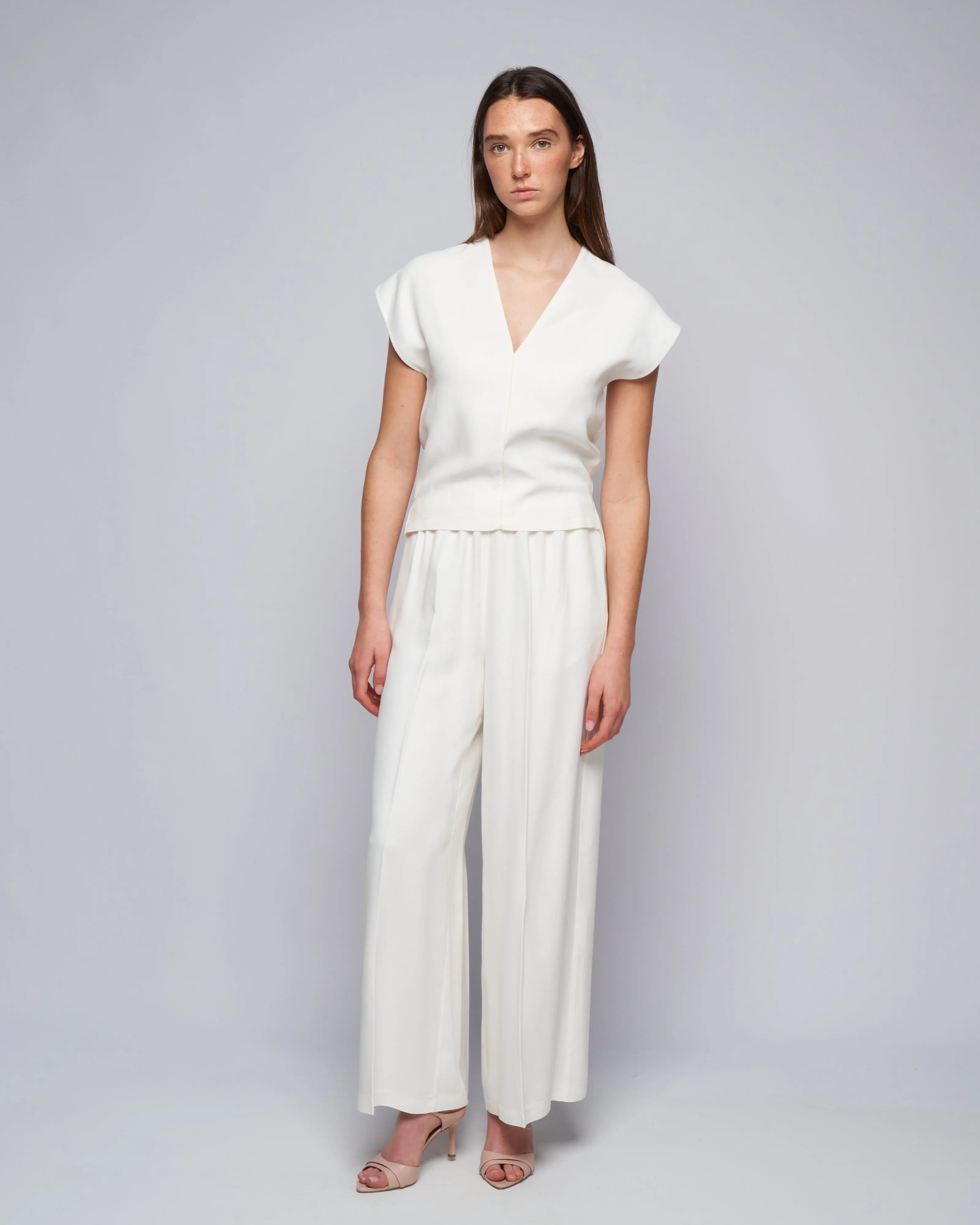 fluid ottoman wide leg pants - pure